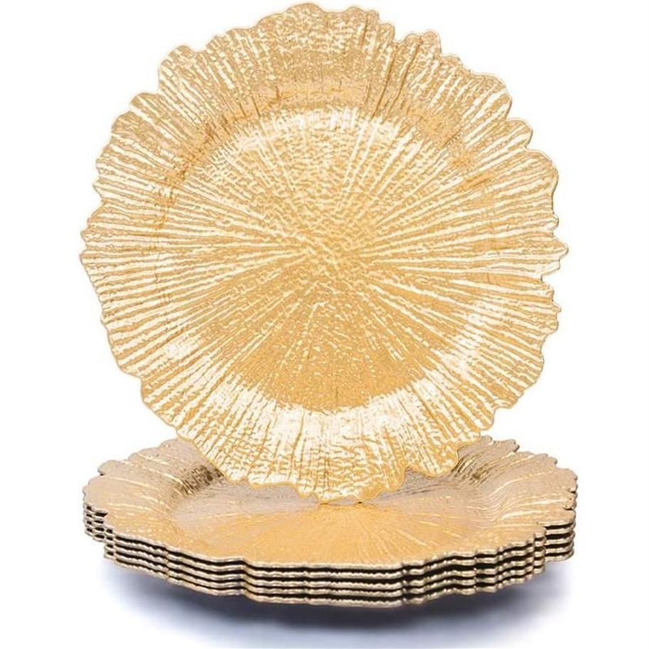 Diskplattor 6st Gold Round 13 Plastic Charger Plates Plate Chargers For Party Dinner Wedding Elegant Decor Place SE290V
