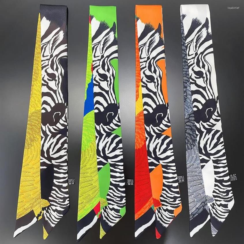 Scarves Fashion Scarf Zebra Print 90cm Long Small Woman Decoracion Tie Skinny Hair Headband For Bags Bandeaux2646