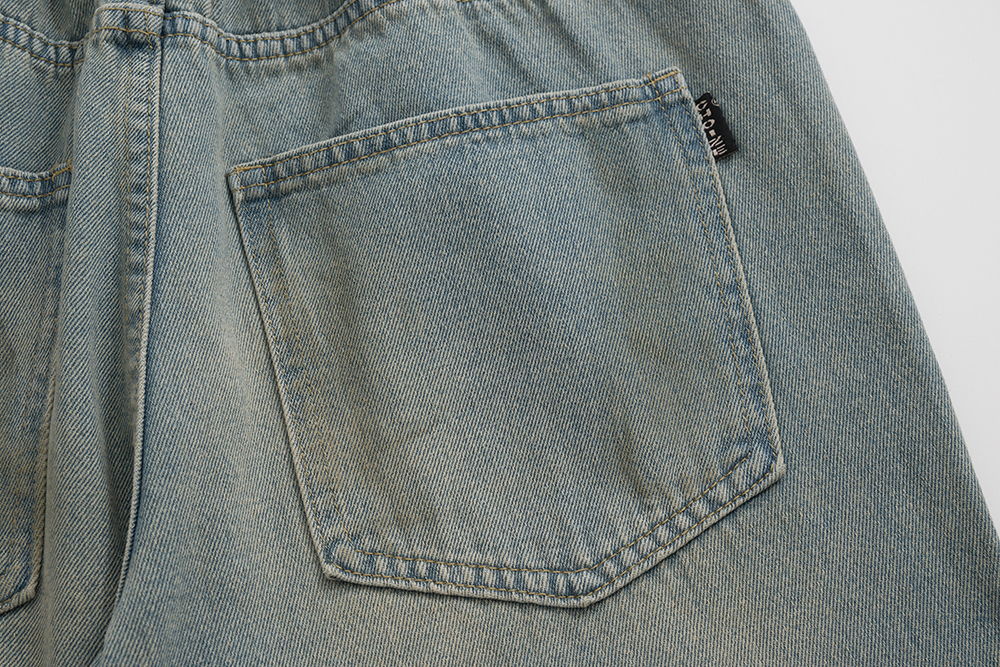 Streetwear Hole Ripped Washed Blue Jeans pour hommes Straitement effilochés Baggy Baggy Denim pantalon surdimensionné Cargos