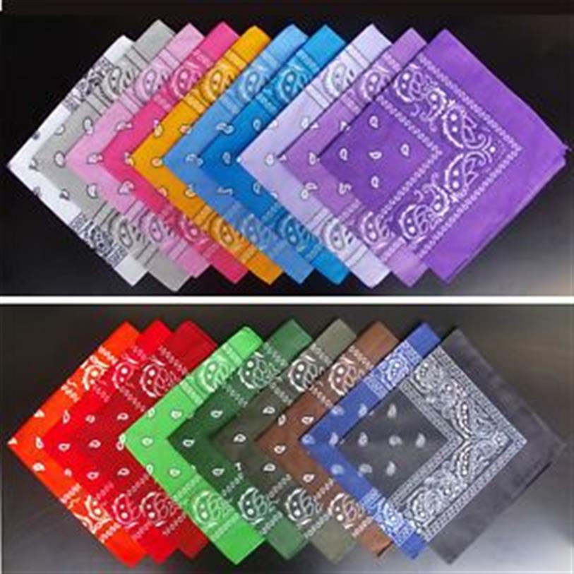 100% Cotton Hela dussin Bandanas 12 st blandade färger Paisley Bandanas dubbelsidig halsduk Huvudband Wrap240o