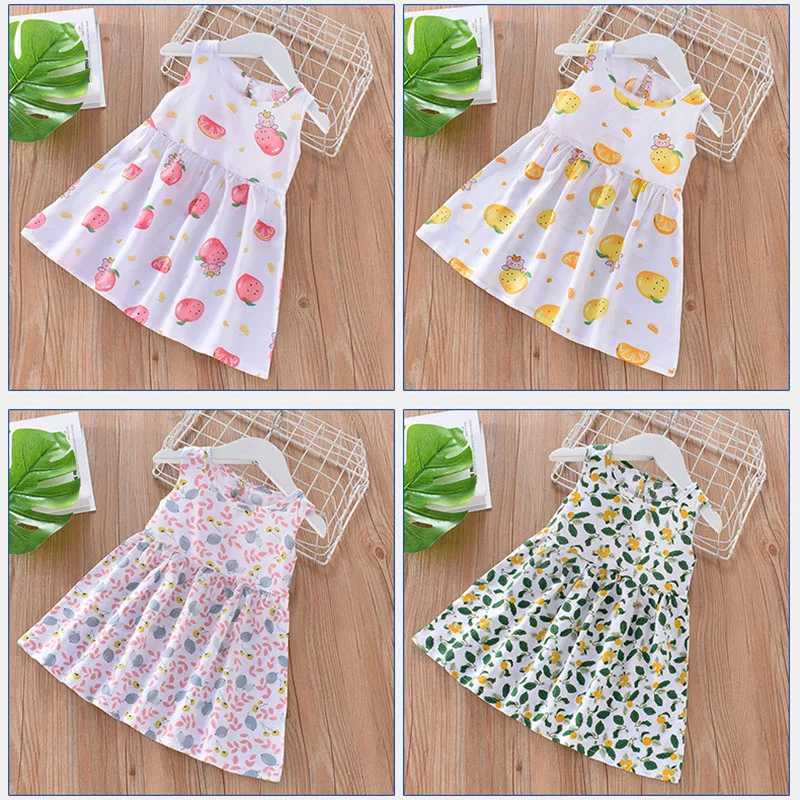 Vestidos de niña vestidos de verano para niñas sin mangas, linda estampada princesa vestida de princesa para niños vestidos para niñas de niña ropa de moda