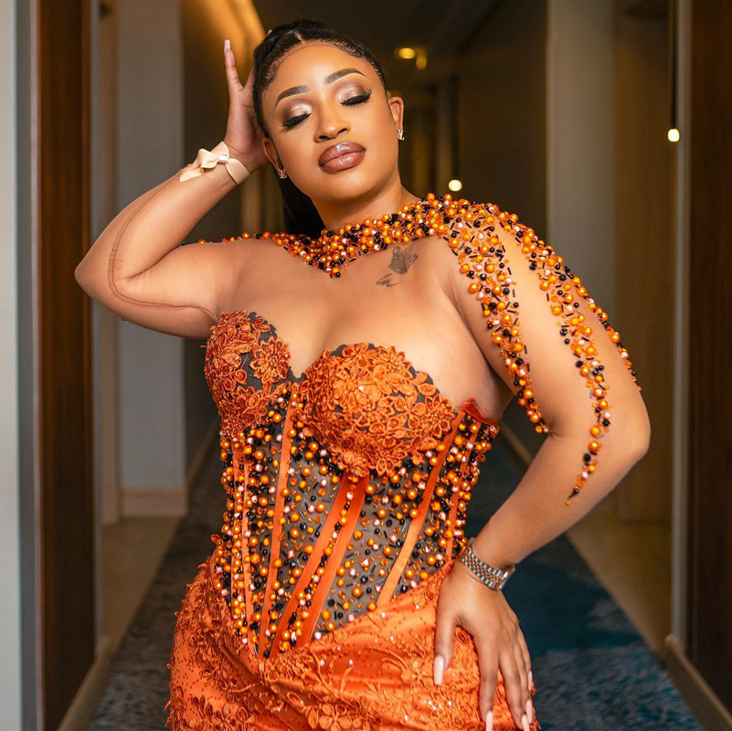 Orange lussuoso plus size aso ebi abiti da ballo maniche lunghe abito da sera occasioni speciali abiti da festa delle donne neri arabi