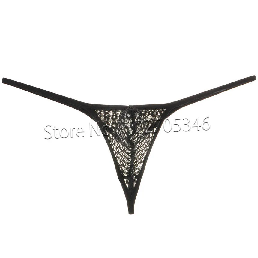 Sexy Beutel Schnur Micro-Tanga-Männer Tanga Tanga durchsichtige Spitzenbikini T-Back-Beutel Säuschen atmungsaktiv