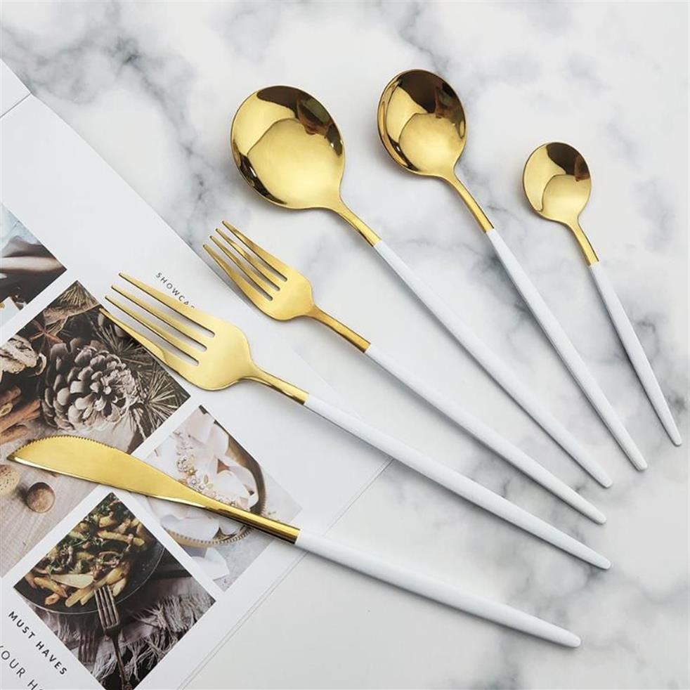 Set di stoviglie 36 pezzi da 36 pezzi in oro bianco posate in acciaio inossidabile posate set di stoviglie insalata forchetta insalata lnife cucchiaio cucina298q298q