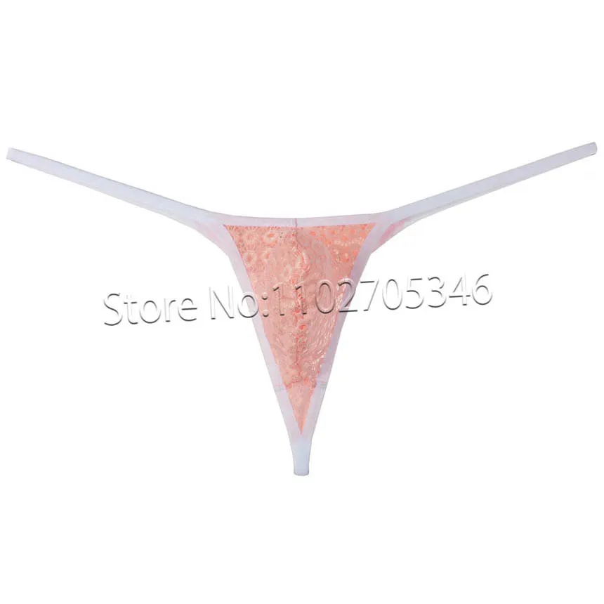 Sexy Beutel Schnur Micro-Tanga-Männer Tanga Tanga durchsichtige Spitzenbikini T-Back-Beutel Säuschen atmungsaktiv