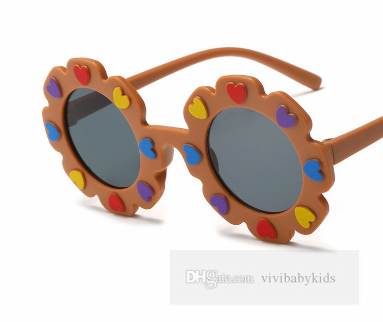 Saint Valentin pour enfants Lunettes de soleil garçons filles colorées amour coeur fleur fleur lunettes de soleil lunettes d'enfants UV 400 lunettes de protection pour enfants verres de cyclistes z6256