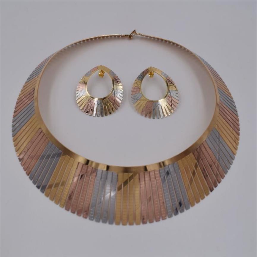 Oorbellen ketting hoogwaardige Dubai gouden sieraden sets oorbel en hanger voor madam party cadeaus Afrikaanse vrouwen set301v
