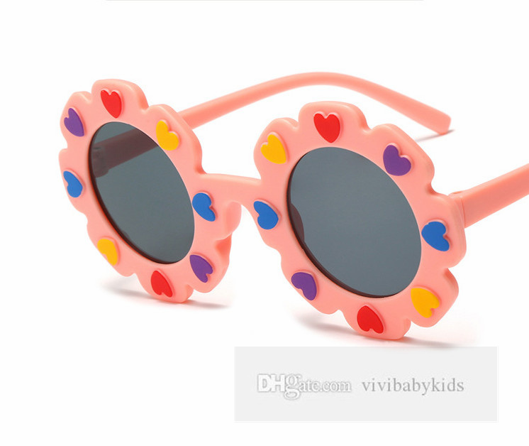 Saint Valentin pour enfants Lunettes de soleil garçons filles colorées amour coeur fleur fleur lunettes de soleil lunettes d'enfants UV 400 lunettes de protection pour enfants verres de cyclistes z6256