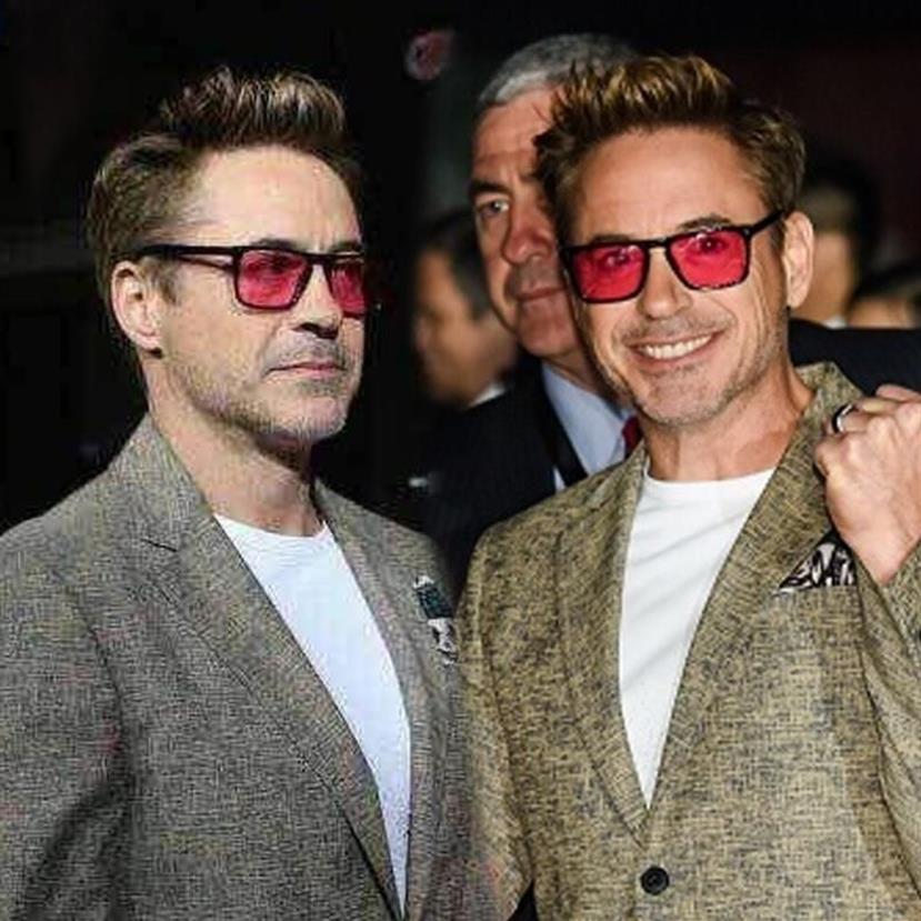 Óculos de sol Robert Downey para lentes vermelhas óculos de moda Retro Men Brand Designer Acetato Frame Eyewear207C