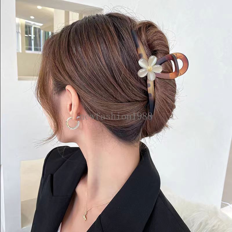 Exquisite Opal Blumenhaarklauen Klauen Frauen Temperament Solid Ponytail Claw Clip Clip Haarnadel Girls Fashions Haarzubehör Geschenke