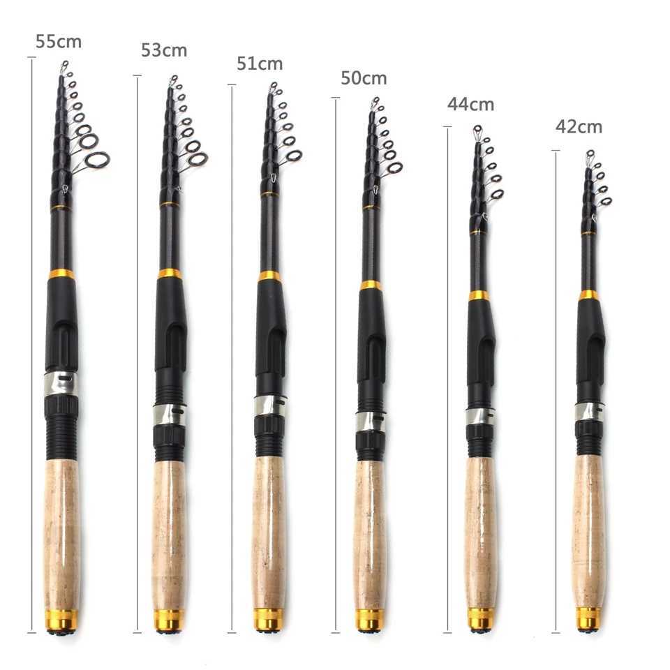 ボート釣り竿新しい1.8m 2.1m 2.4m 2.7m 3.0m 3.6mカーボンファイバー釣り棒スーパーショートポケットポータブルスピニングポール伸縮釣りRodl231223