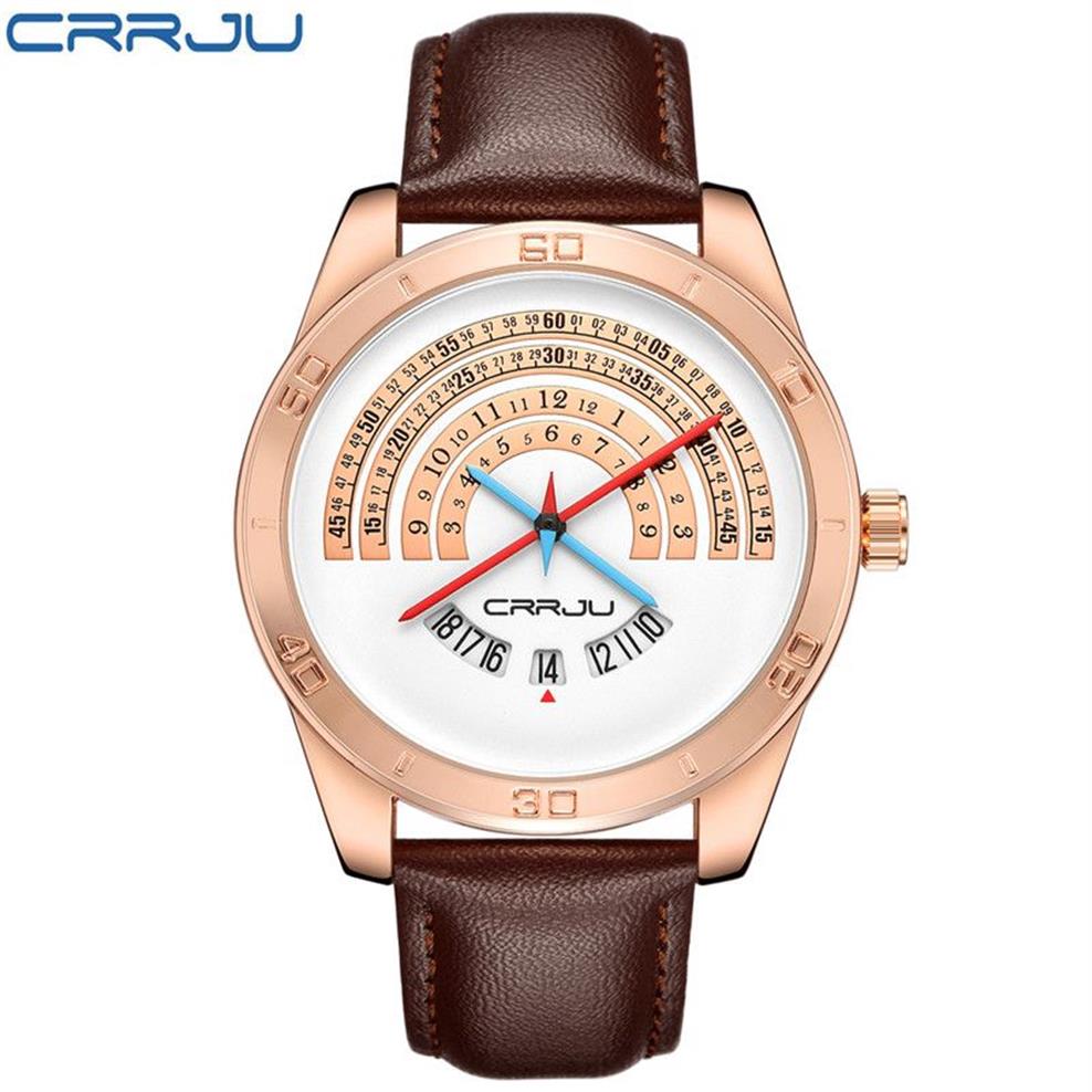 Crrju Top Band Luxury Sports Leather Orologio calendario casual del quarzo Calcole Arritico Orologio da polso militare Relogio Masculino20278f