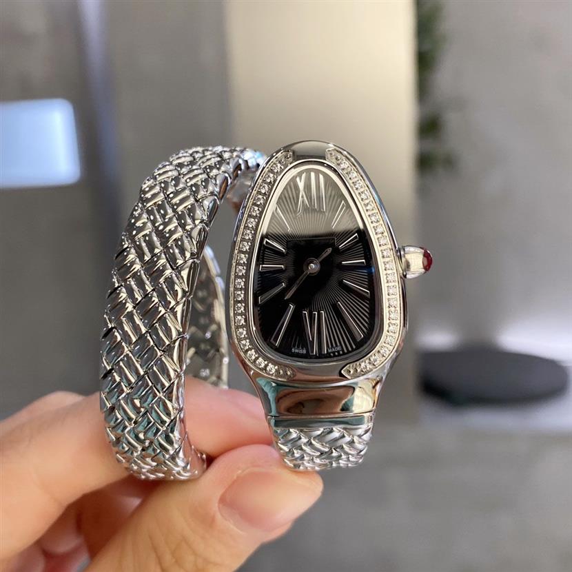 Relógios de designer de luxo Assista a mulher serpentina diamantes internos Memory Spring material2501