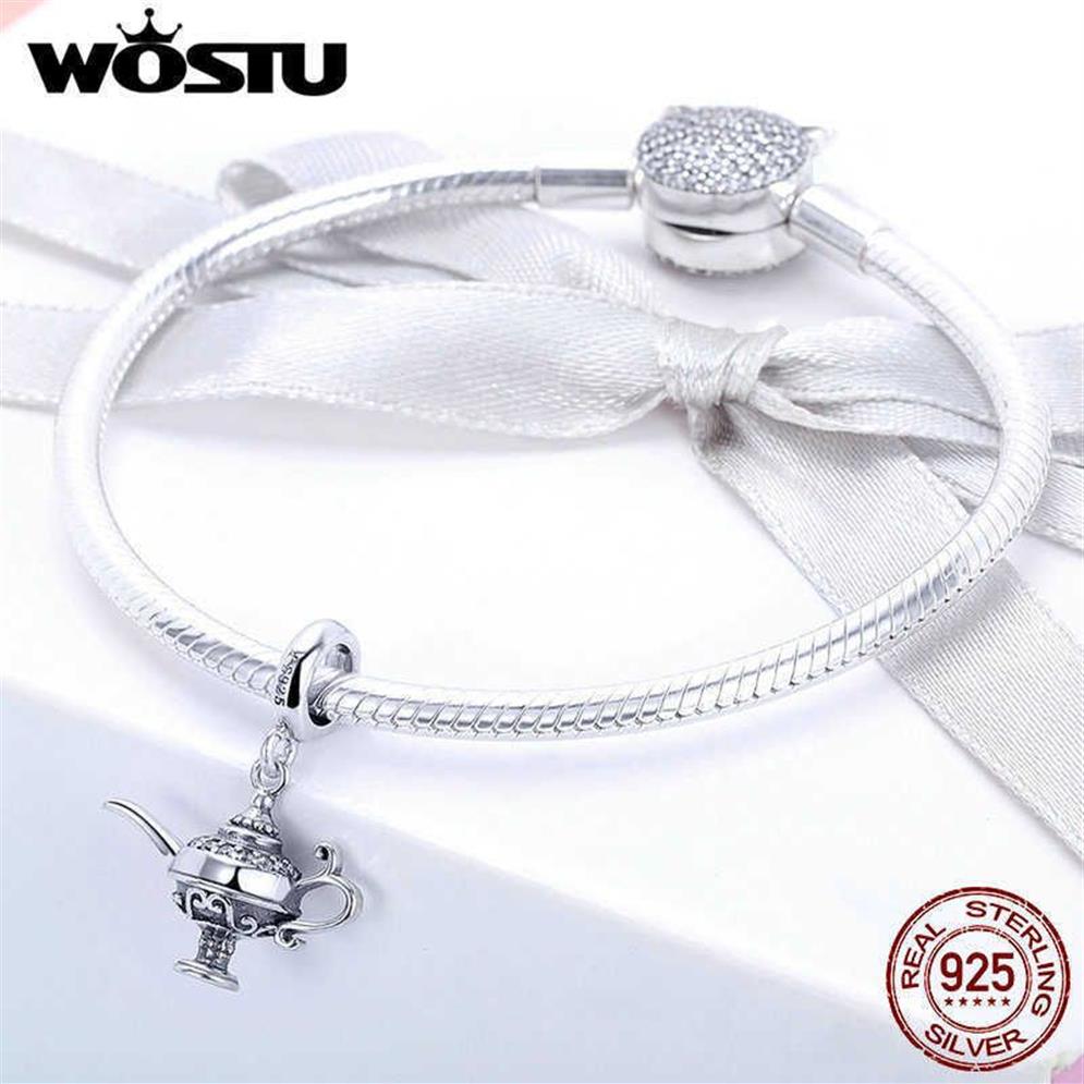 Wostu 925 Lâmpada de prata esterlina de Aladdin Dangle Charm Fit original DIY BEADS BRACELETE LUCKY JOENS GUIL FIC703111H