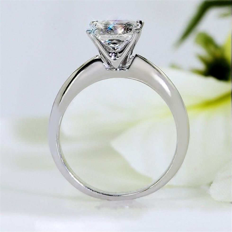 Princess Cut 1CT Lab Diamond Ring Original 925 Sterling Silver Engagement Wedding Band Rings for Women Bridal Fine Jewelry Gift2360