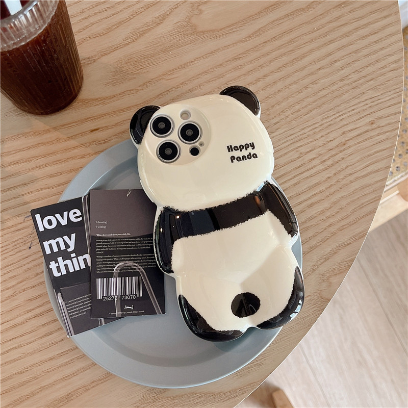 Симпатичный мультфильм 3D Panda Hairball Bear Phone Case для iPhone 15 14 13 12 11 Pro Max Стильный силиконовый ударный удар Soft Cover Funda Case Factory