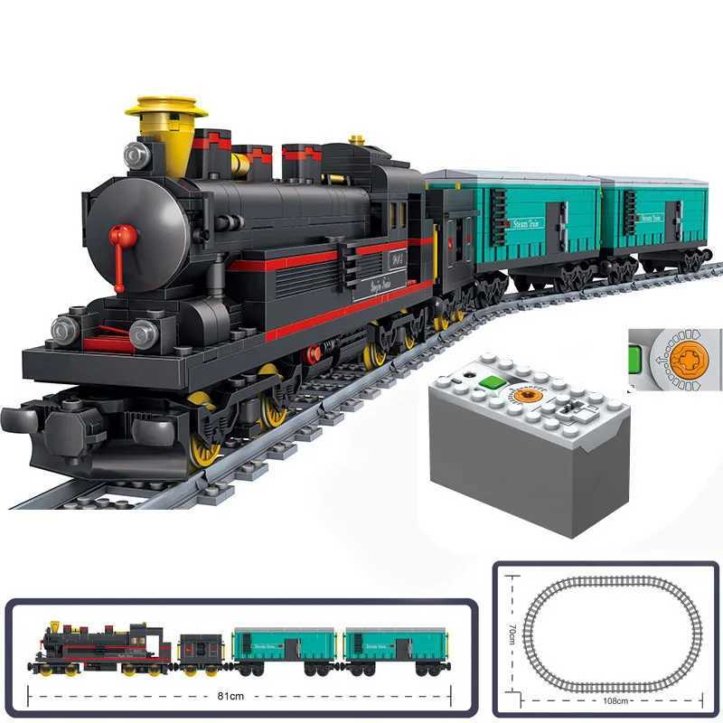 Blocks Creative Expert Ideas Lecomotive Steam Train MOC Railway Express Bricks Modul Model Building Blocks Toys for Children Giftl231222