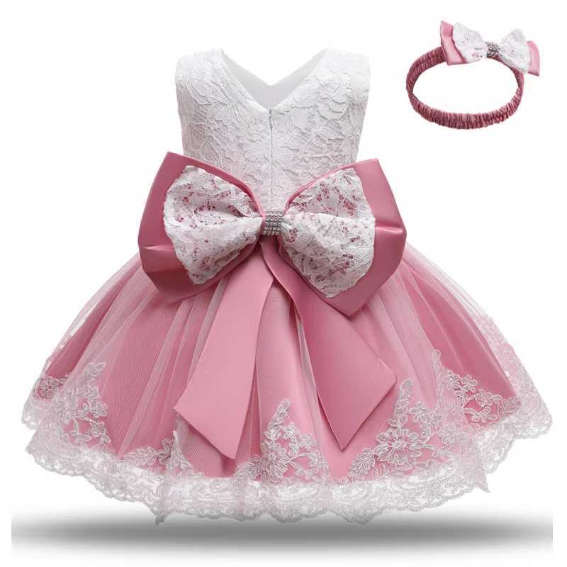 Flickans klänningar Nyfödda Baby Girl Dress Party Dresses For Girls 1 Year Birthday Princess Dress Lace Doping Gown Baby Clothing White Baptisml231222