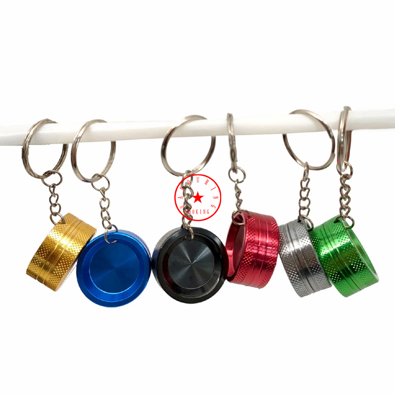 Latest Colorful Mini Aluminium Smoking 31MM Herb Tobacco Grind Spice Miller Grinder Key Chain Crusher Grinding Chopped Hand Muller Handpipes Cigarette Holder DHL