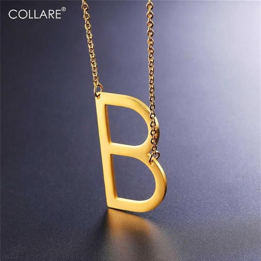 Collier de tour de cou initial à collate femme gold couleur alphabet cadeau 316l bijoux en acier inoxydable lettre latérale b men n004 chokers245r