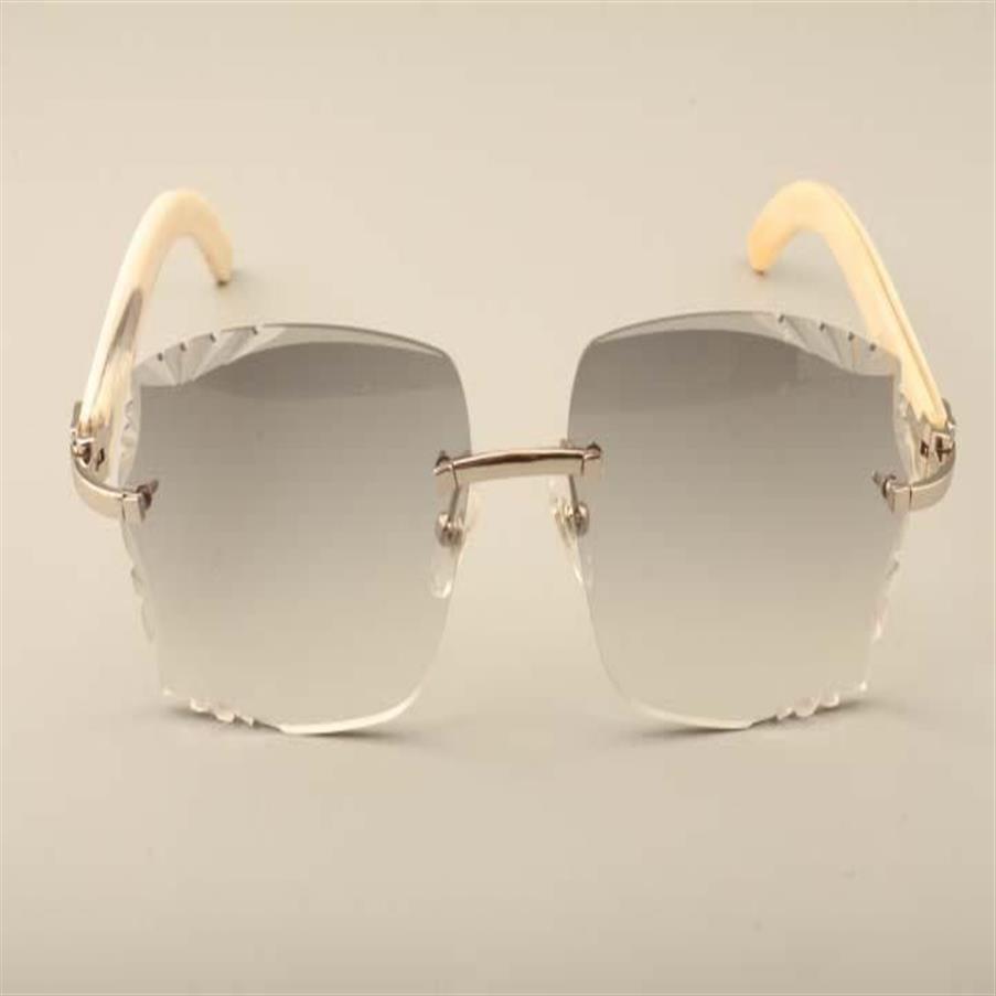 New factory direct luxury fashion sunglasses T3524014 natural white horn sunglasses engraved lenses private custom carved name266B