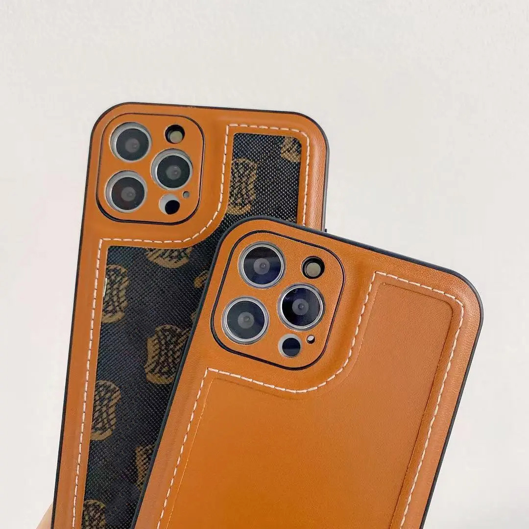 Caisses de téléphone de concepteur de luxe Premium Couleur de café épissant iPhone 15 Pro Max Leather Gel Gel Art All Inclusive Drop Proof Case Couple