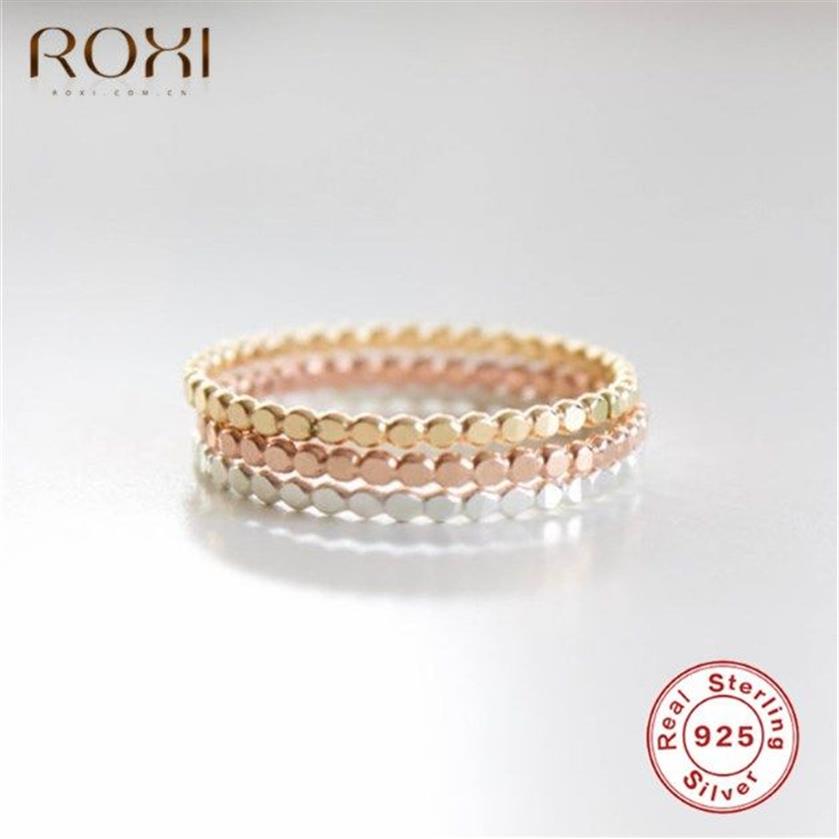 925 Sterling Silver Rings for Women Slim Stacking Beaded Rings Wedding Band Eternity Stacking Ring Finger Jewelry Girl Gift297B