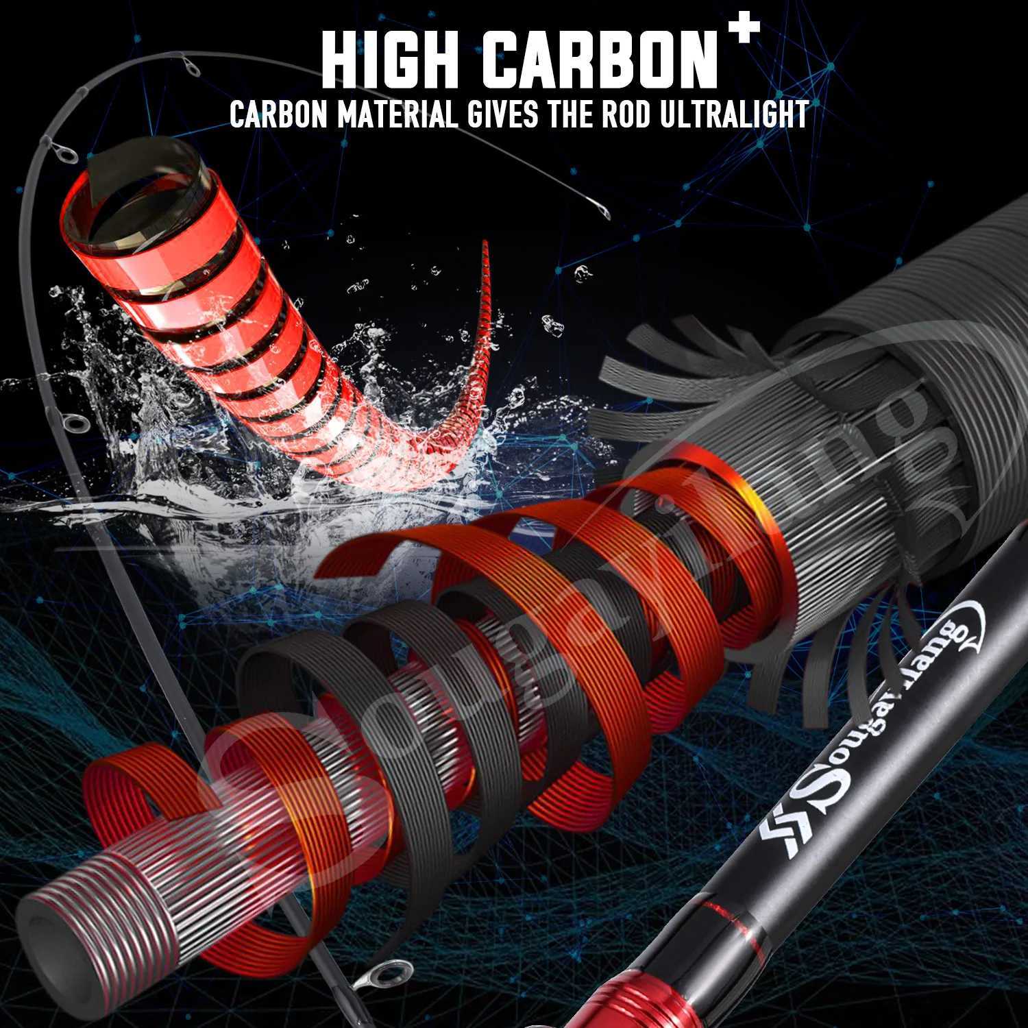 Boat Fishing Rods Sougayilang Fishing Rod Carbon Fiber 1.98m Carp Rods for Fishing Ultra Light Casting Rod and Pike Spinning Max Drag 5kg PescaL231223