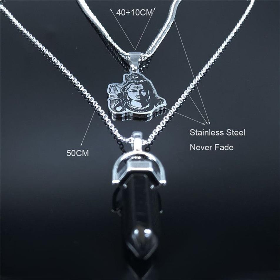AFAWA Stainless Steel Shiva Parvati Ganesha Art Hindu God Figure Religious Statement Necklace Jewelry bisuteria N3766S03268k