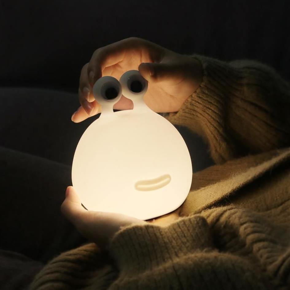 Nachtleuchten C2 Slug Light Rehoargable Dimmable Baby Schlaftimer Lampe Silicon Touch Switch Kinder Schlafzimmer tragbar167p