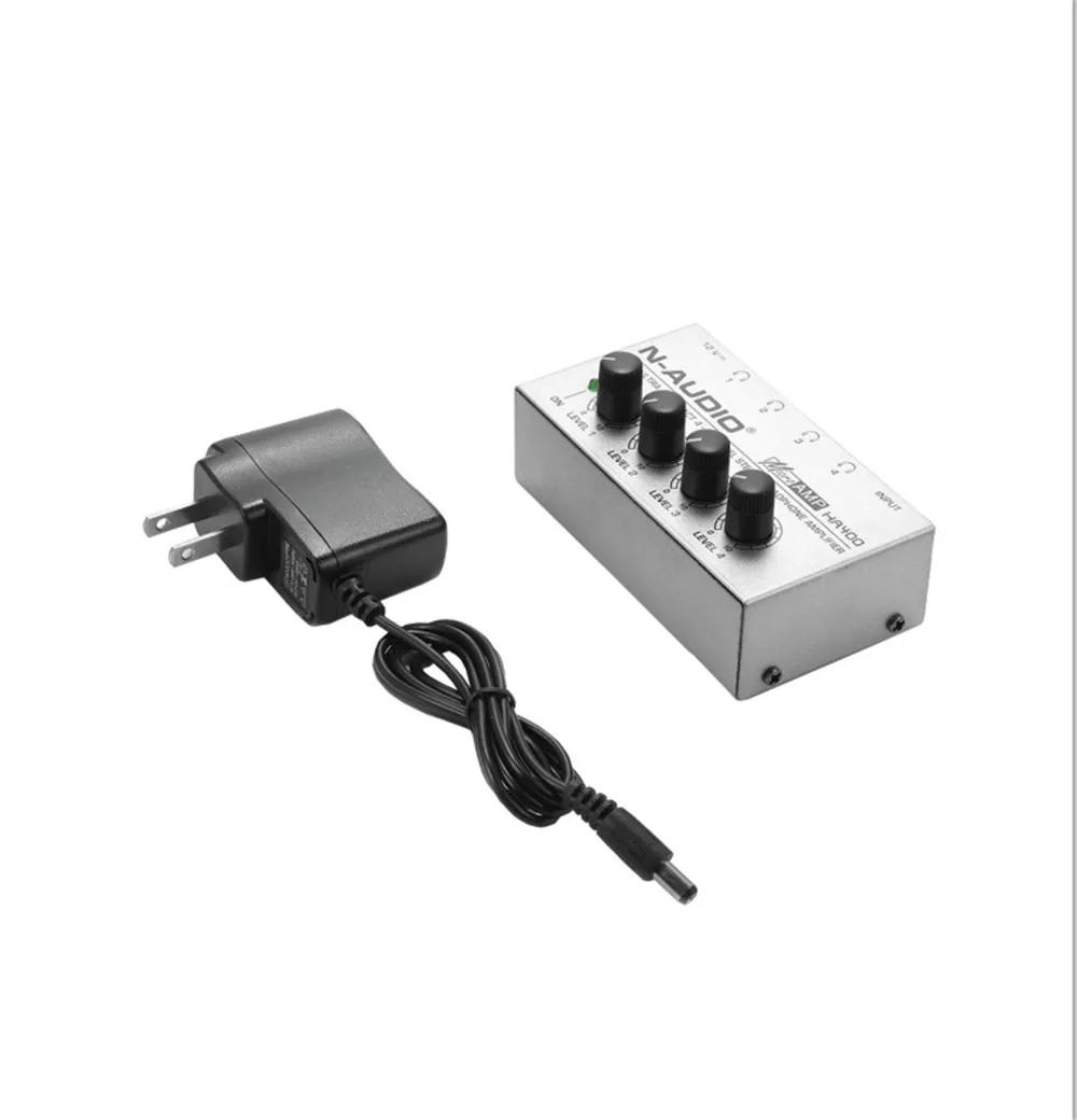 Förstärkare HA400 UltraCompact 4 -kanaler Hörlurförstärkare Audio Stereo AMP -förstärkare med EU -adapter för musikmixerinspelning