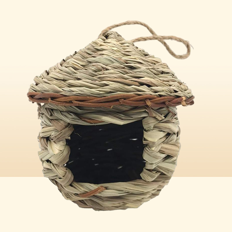 Bird Cages Grass Hut Cozy Resting Place For BirdsProvides Shelter From Cold WeatherHand Woven Houses Nest Perfect Finch 2494075