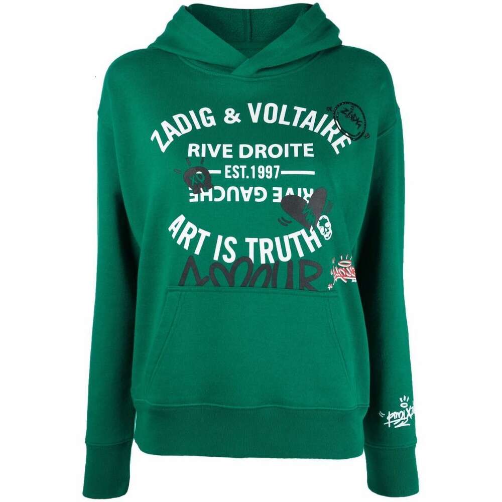 Herenontwerper Hoodie 22 Vroege lente/zomer Franse stijl Classic Print Hot Diamond Green Inner Fleece Dameskap