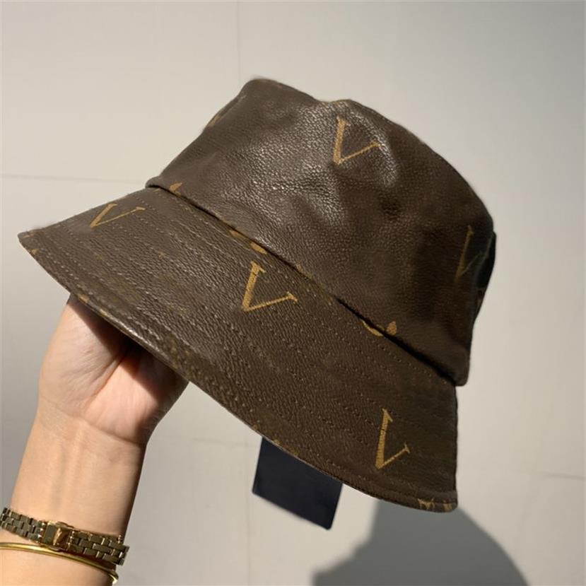 Designer Bucket Hat For Men Womens Luxury Casquette Leather Boater Boater Hats Outdoor Wide Brim Sunhats Unisex Casual Caps Brown Cap Bal322T