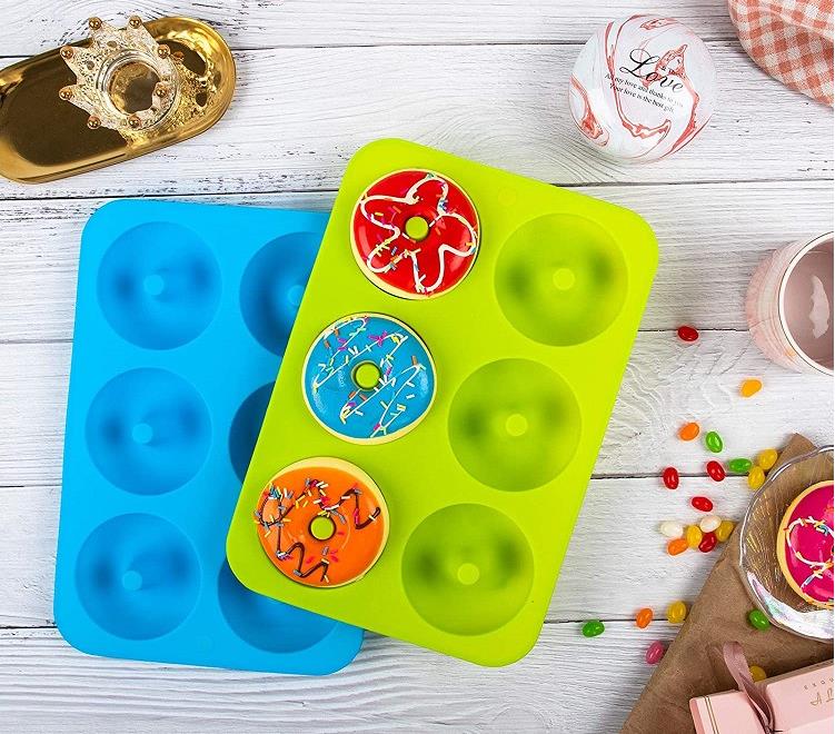 6 holes cake schimmel 3D siliconen donut mallen niet -stick bagel pan pature chocolade muffins donuts maker keuken accessoires tool sn5332