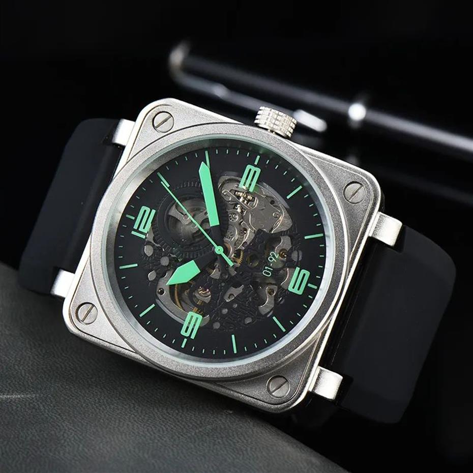 Nuevos relojes de pulsera Bell Bell Mechón mecánico Automático Cuero marrón Rubierra negra Ross Wall Wall Watch Regalo H2298M