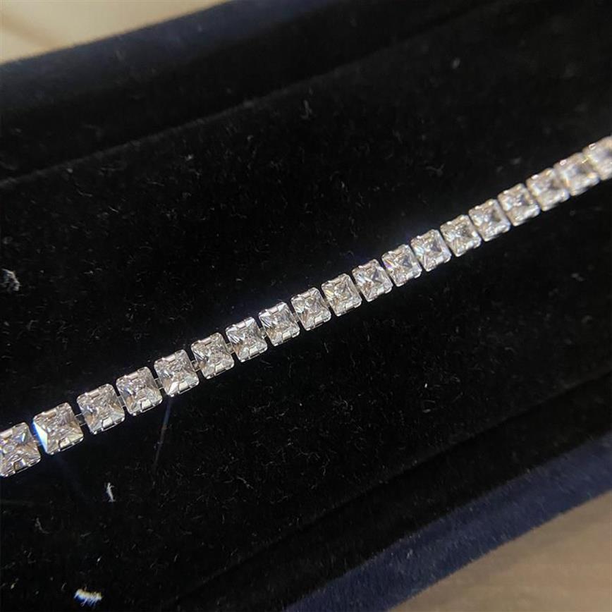 Bracelets de diamante quadrado da cadeia para mulheres de noivado de luxo Jóias de pedras preciosas 18cm260w