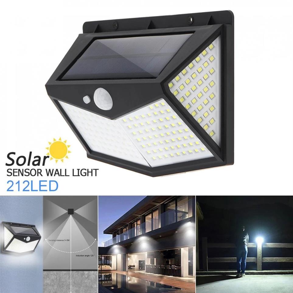 212 LED -lysdioder Outdoor LED Solar Lights Waterproof Garden Led Lampen Wall Lamp Cold White Lantern For Fence Post274w