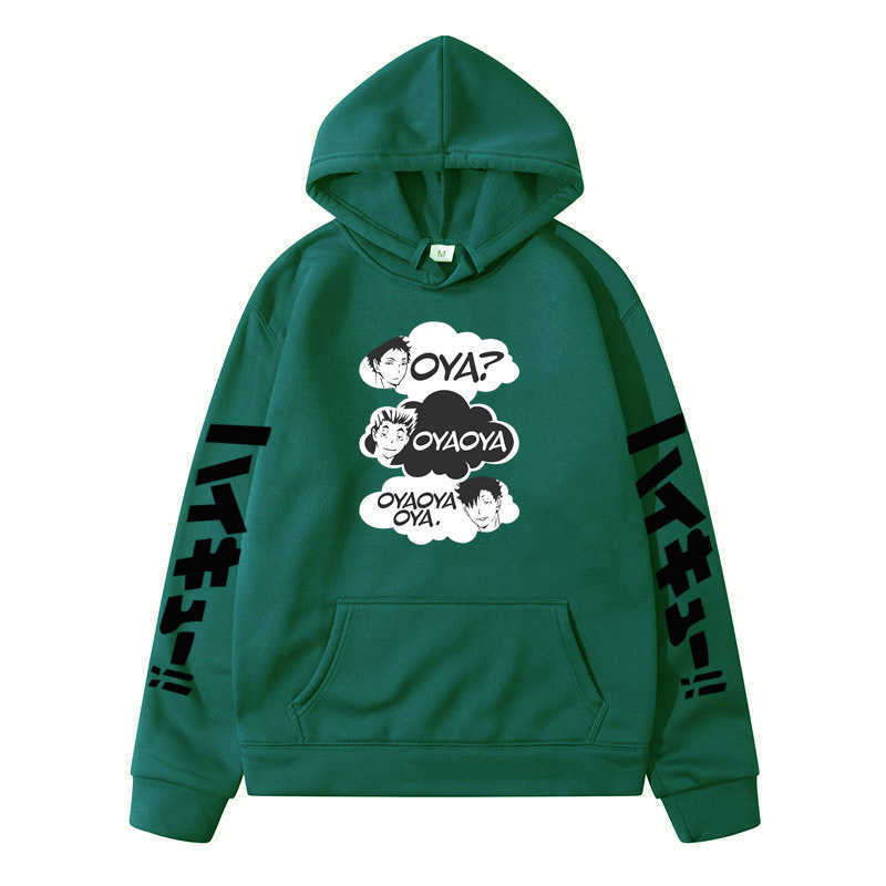 Haikyuu voleybol gençlik karikatür gün karikatür gevşek kapüşonlu kazak erkek hoodies