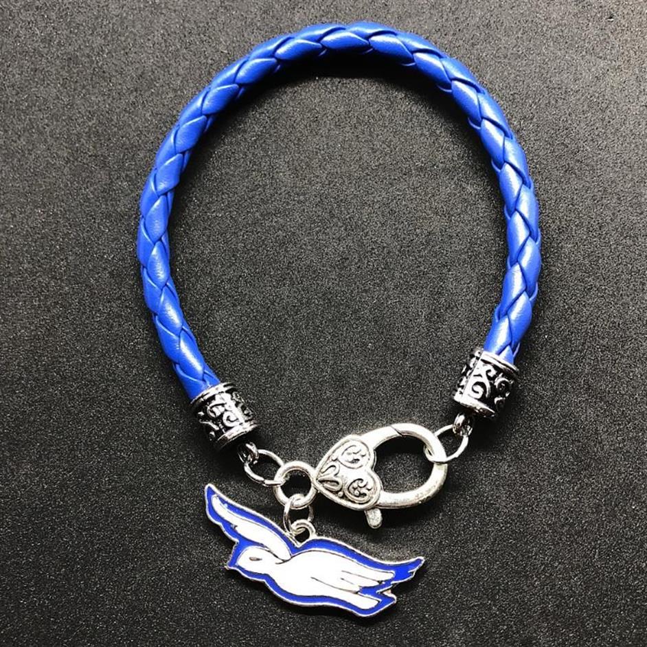 Braccialetti Charm Arrivo Enamel Metal Zeta Phi Beta Sorority Society Society Mascot Dove Bracciale a ciondolo Bracciale in pelle blu Bracciale Bracciale 291o