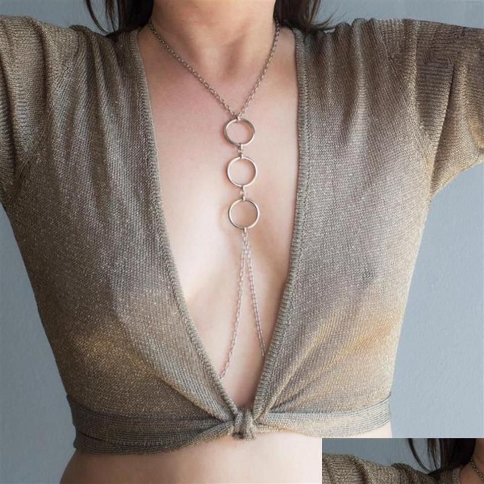 Chaînes Chaînes Collier oring au mamelon Circle Dist Day Collar avec chaîne Bijoux sexy bijoux de bijoux soumis