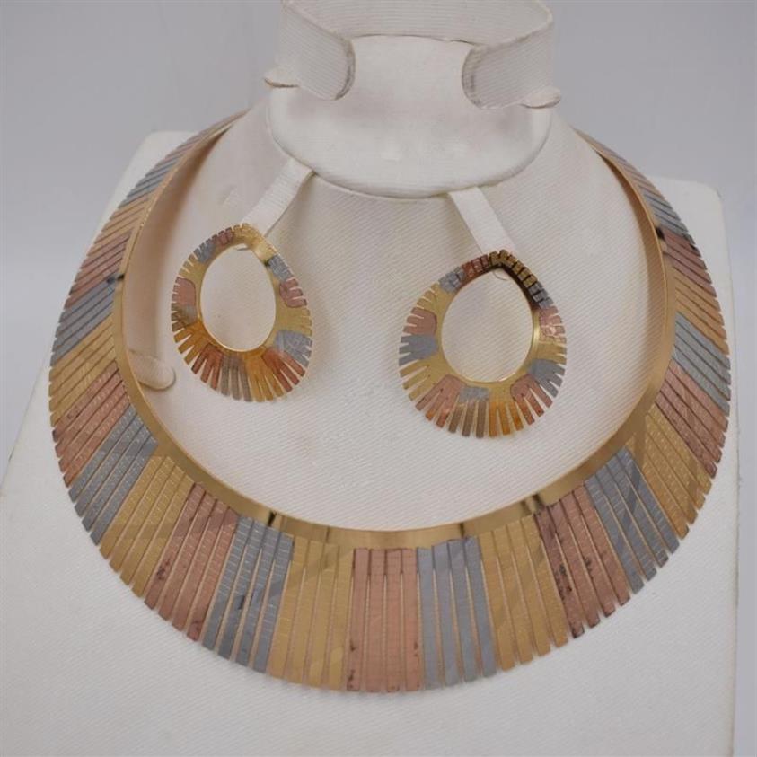 Oorbellen ketting hoogwaardige Dubai gouden sieraden sets oorbel en hanger voor madam party cadeaus Afrikaanse vrouwen set301v
