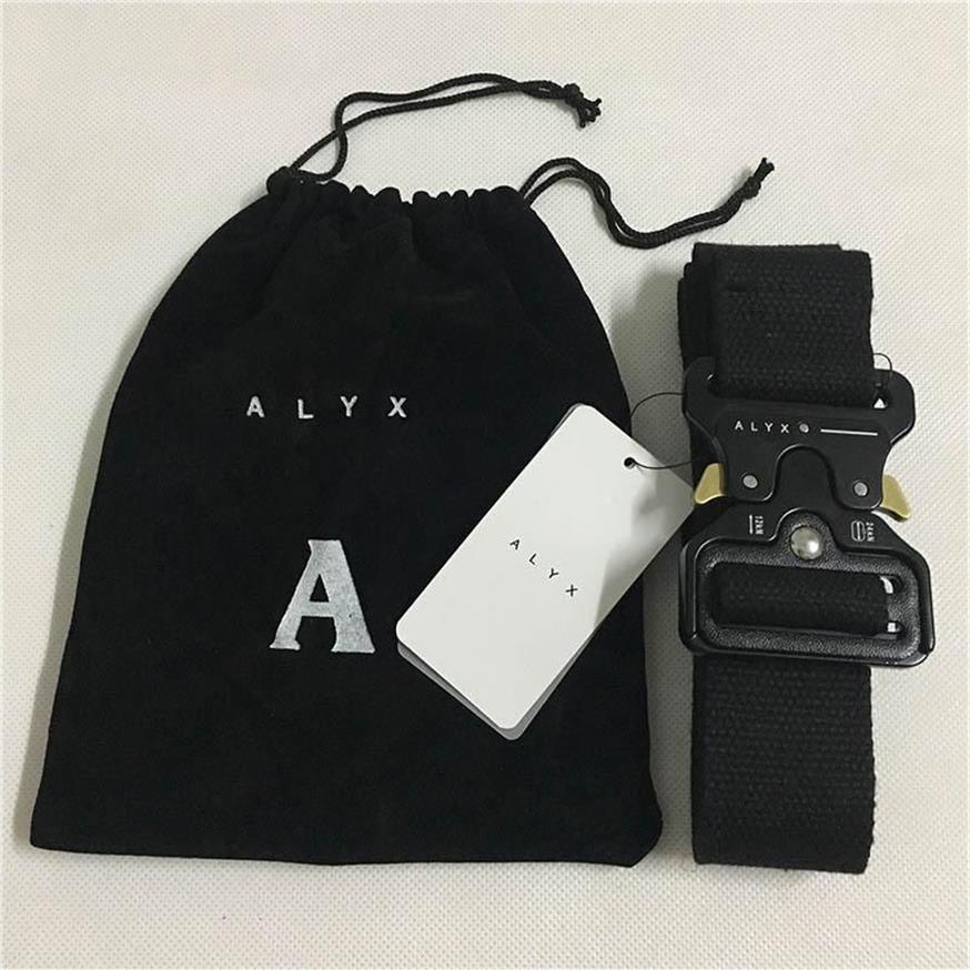 ALYX Belt 128cm Fashion safety belt Men Women Rollercoaster Black Metal Button Canvas ALYX284g