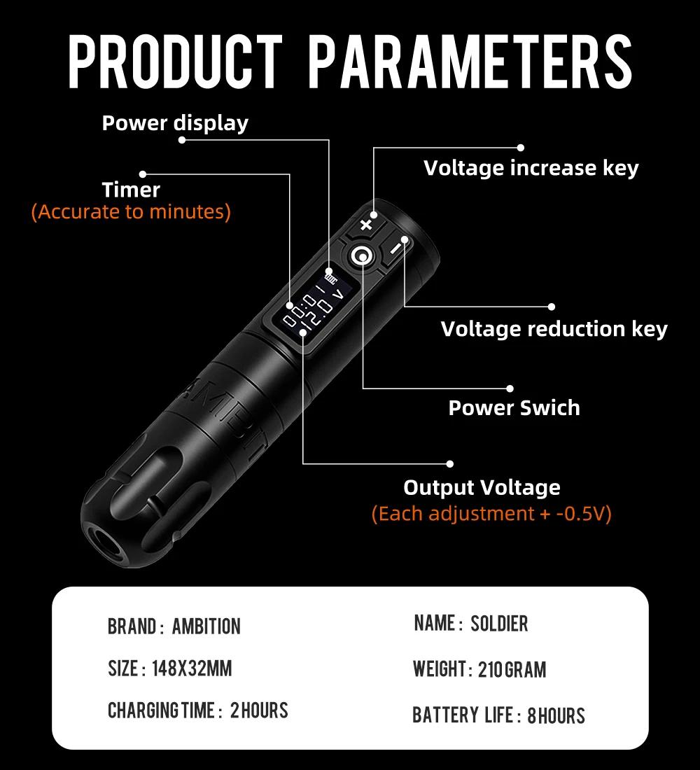 Máquina ambição sem fio tatuagem caneta hine escova coreless motor led digtal bateria portátil 1950ma/h adaptador rca frete grátis