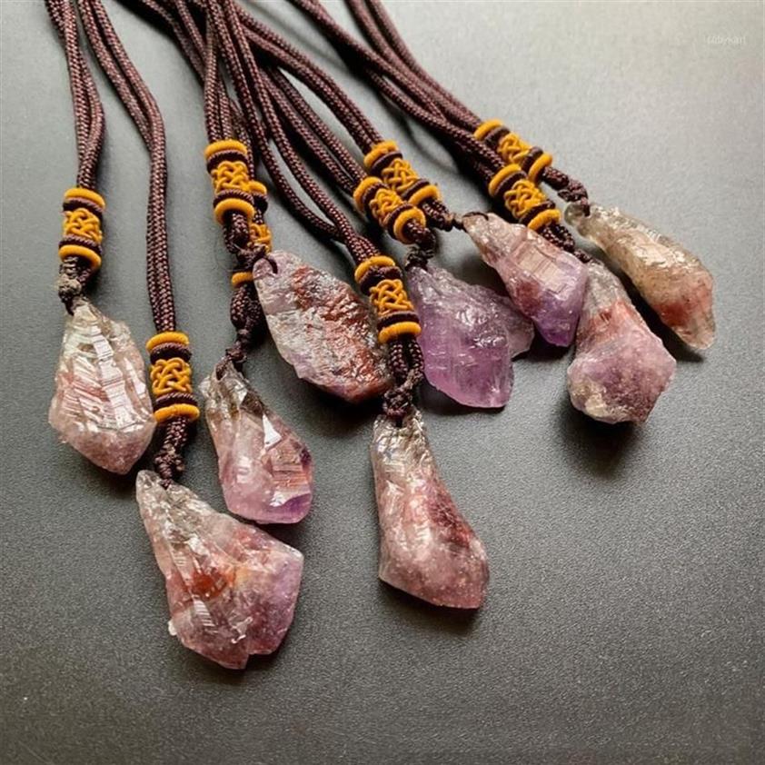 Pendanthalsband Natural Auralite 23 Crystal Rough Necklace Energy Spiritual Healing Crystals Raw Stones Ornament Drop1245Z