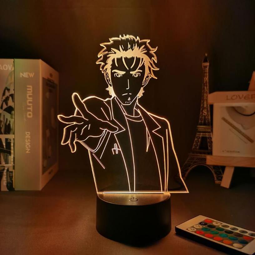 Luzes noturnas Anime Figura Steins Portão Rintarou Okabe 3D Lâmpada neon para casa Led Kids Bedroom Decor Manga Desk2789