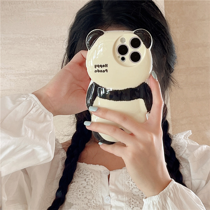 Niedlicher Cartoon 3D Panda Hairball Bären Telefon Hülle für iPhone 15 14 13 12 11 Pro Max Stylish Silicon Schockdcover Soft Cover Funda 