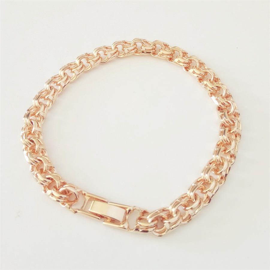 Bedelarmbanden bismark 585 roségouden kleur sieraden een vorm van weven lang 7 mm wijd handtarium mannen en vrouwen 221114295N