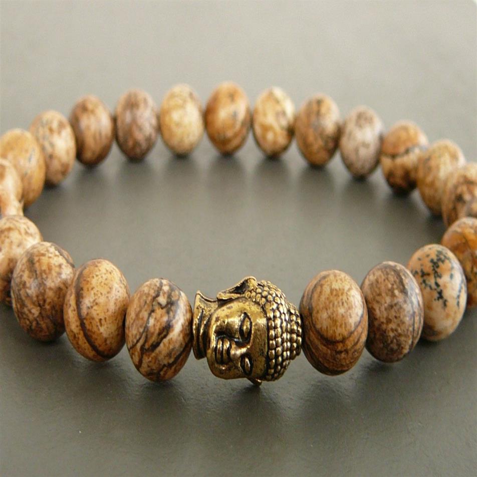 SN0231 Fashion Men's Bracelet Buddha Wrap Bracelet Jasper Beaded Stretch Bracelet Black Onyx bracelet 2342