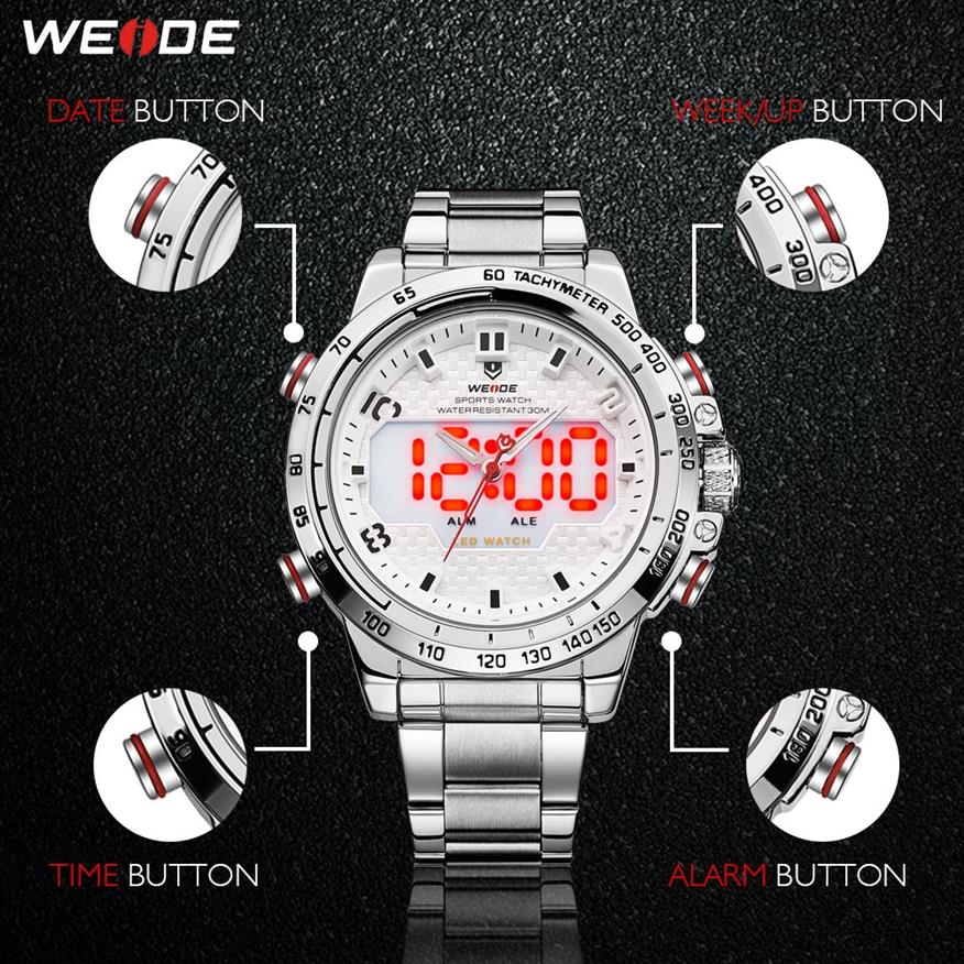 cwp 2021 WEIDE watch Man Sport Back Light LED Display Analog Alarm Auto Date Military Army Stainless Steel Strap Quartz Relogio Ma206T